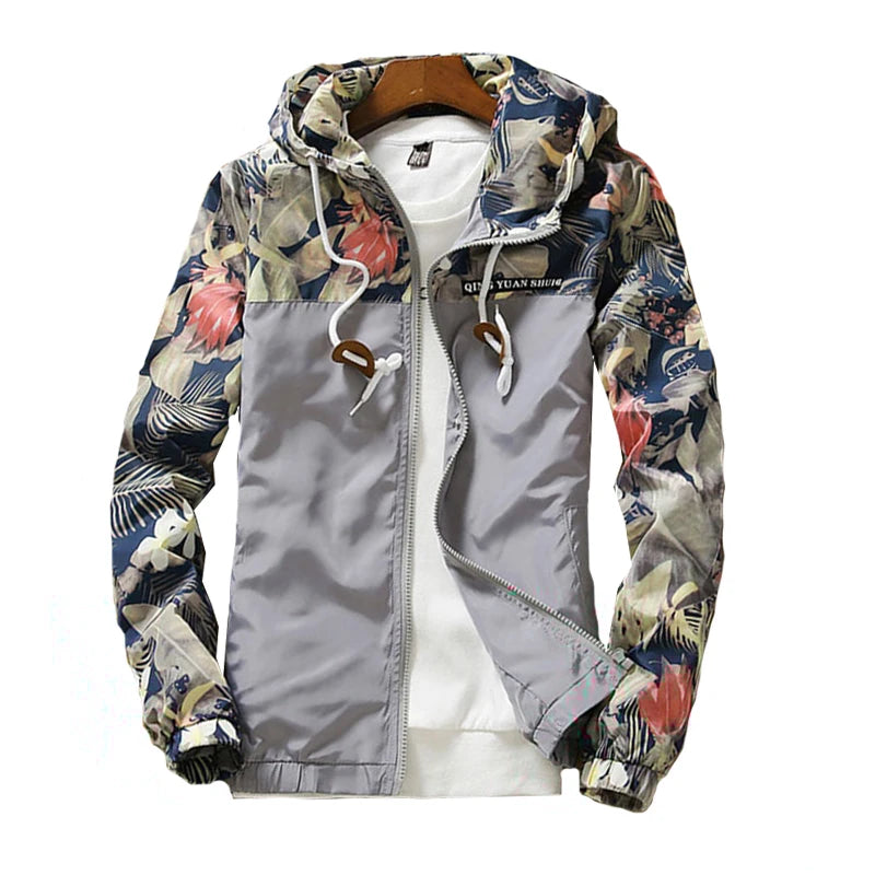 Windbreaker Jacken Herren Kapuzen Jacke Sportbekleidung Bomber Jacke Mode Leicht Gewicht Blumen Casual Herren Jacken Mäntel Oberbekleidung