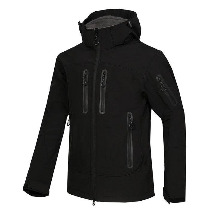 Wasserdichter Softshell-Mantel für Männer mit Custom-Print - Outdoor-Hoodie für Hiking, Skiing und Camping