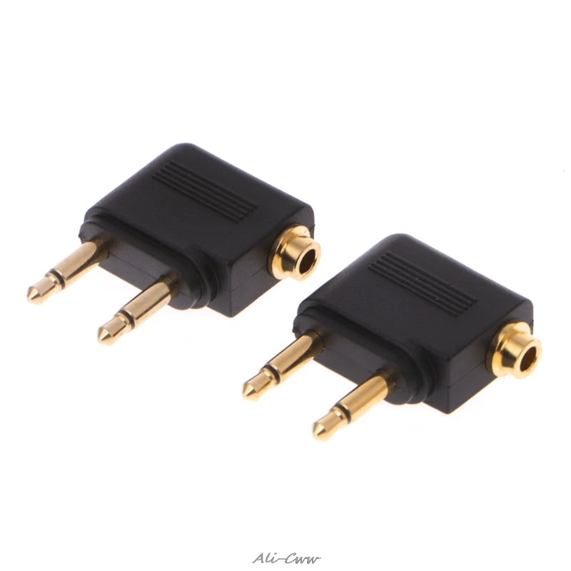 OOTDTY Adapter Flugzeug Mono 3,5 mm Goldnickel - 2 Stück