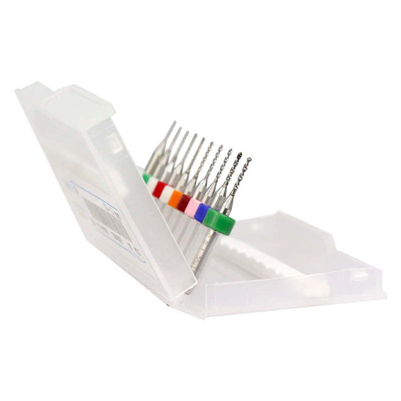 XCAN 10Stk/Set 0.3mm bis 1.2mm PCB Mini Bohrer Bit Wolfram Stahl Hartmetall für Print Schaltkreis Board CNC Bohrer Bits Maschine