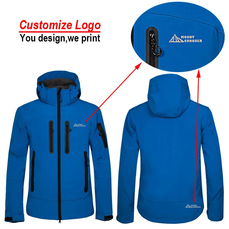Wasserdichter Softshell-Mantel für Männer mit Custom-Print - Outdoor-Hoodie für Hiking, Skiing und Camping