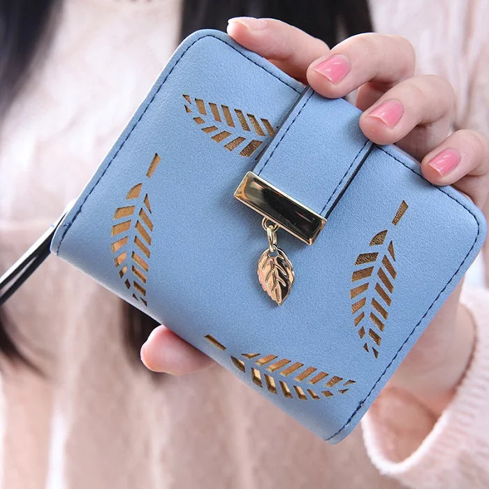 Frauen PU Leder Geldbörse Portemonnaie Kompakt Stilvolle Brieftasche mit Kartenfächern