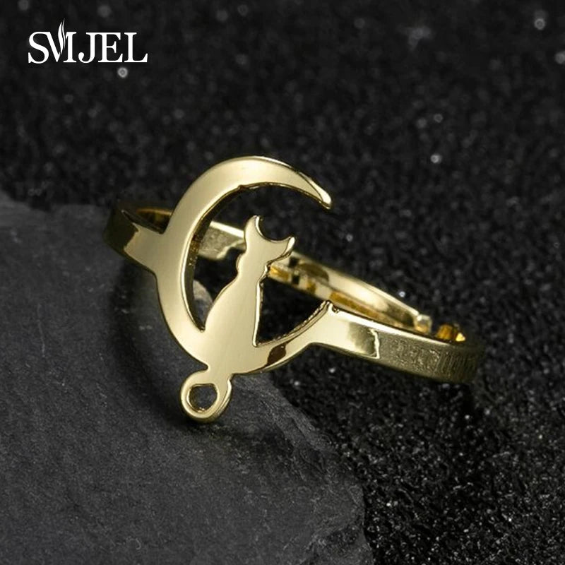 New Punk Geometric Ring for Men Women Exaggerated Stainless Steel Jewelry Opening Adjustable Ring Anillo Hombre Bijoux 2021 Gift