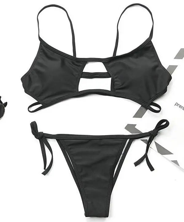 Ausgehöhlter Roter Sexy Bikini Set 2025: String Push Up Gebunden Thong - Frauen Schwimmbekleidung Brasilianischer Bikini Badeanzug Schwimm Wear Atemberaubend