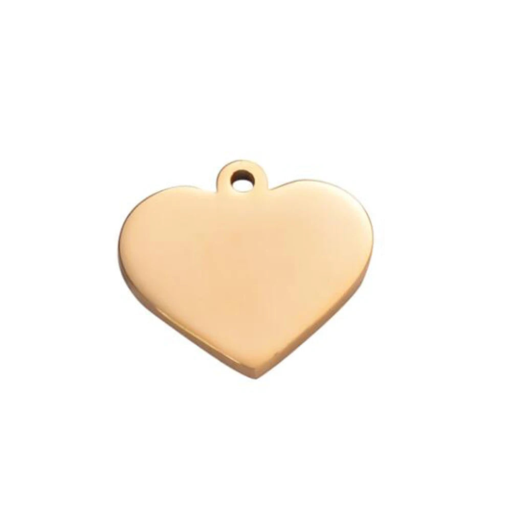 Customized Charms Stainless Steel Heart Tag Engrave Logo Letter DIY Bracelet Necklace Pendant for Jewelry Making