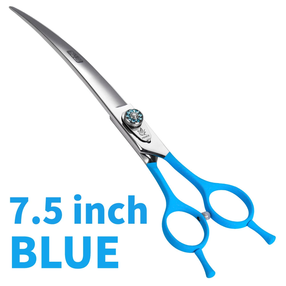Fenice Professionell Schwarz Pflege Schere 2025: 7.0-8.0 Zoll Gebogen JP 440C Edelstahl - Teddy Pomeranian Hunde Haustier Pflege Werkzeuge Grooming