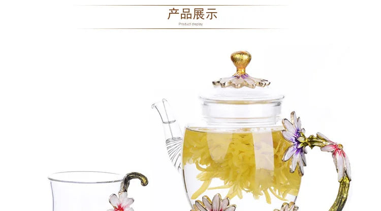 Hand-painted Kung Fu teapot, heat-resistant glass single pot enamel color bubble teapot, high-grade scented tea kettle
