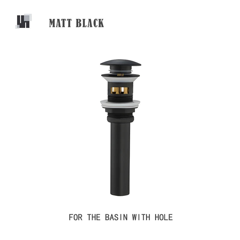 bonderis Pop Up Drain Matt Schwarz - Messing, ohne Überlauf