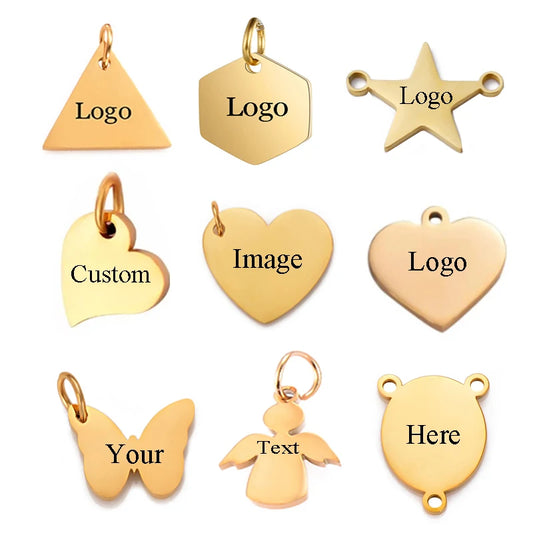 Edelstahl Gravur Anhänger Set 2025 - 5 Stück DIY Schmuck Herz Stern Dreieck Schmetterling