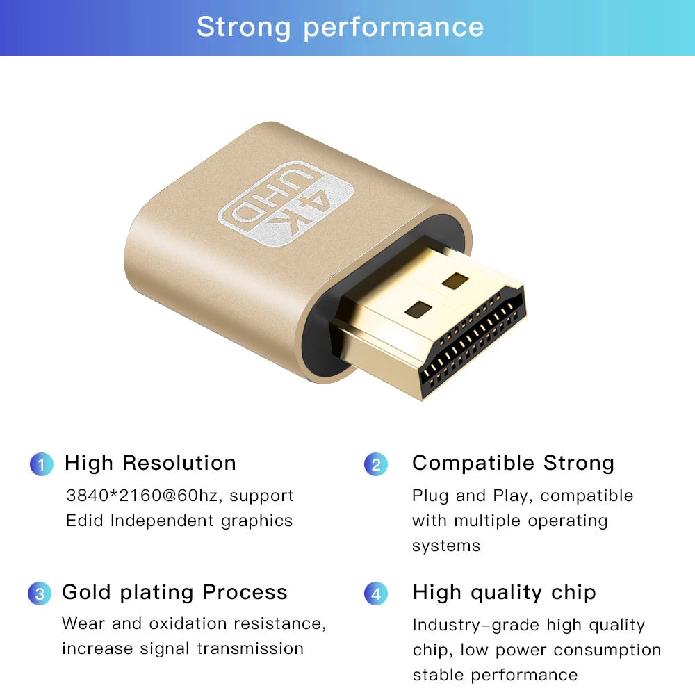 Display-Adapter 2025: VGA Virtual Display Adapter HDMI-compatible 1.4 - DDC EDID Dummy Plug Headless Ghost Display Emulator Video Card Lock Plate Collection