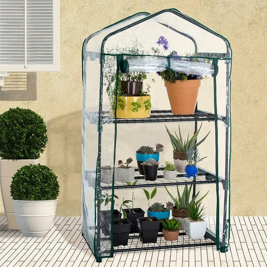 Garden House Mini Portable Garden Green House Warm Greenhouse Flower Plants Gardening Outdoor Greenhouse Cover (no Iron Shelf)