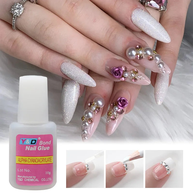 New Fast Drying Nail Glue for Acrylic False Nails 3D Rhinestone Decoration Professional Glue Extension Manicure Adhesive Tools