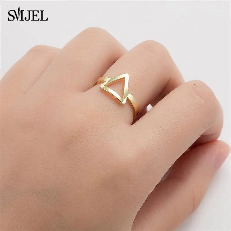 New Punk Geometric Ring for Men Women Exaggerated Stainless Steel Jewelry Opening Adjustable Ring Anillo Hombre Bijoux 2021 Gift