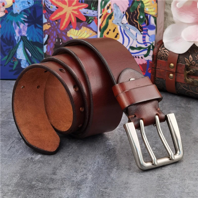 Herren Ledergürtel 2025 - Super Wide 4.2CM Luxury Thick Genuine Leather Double Buckle