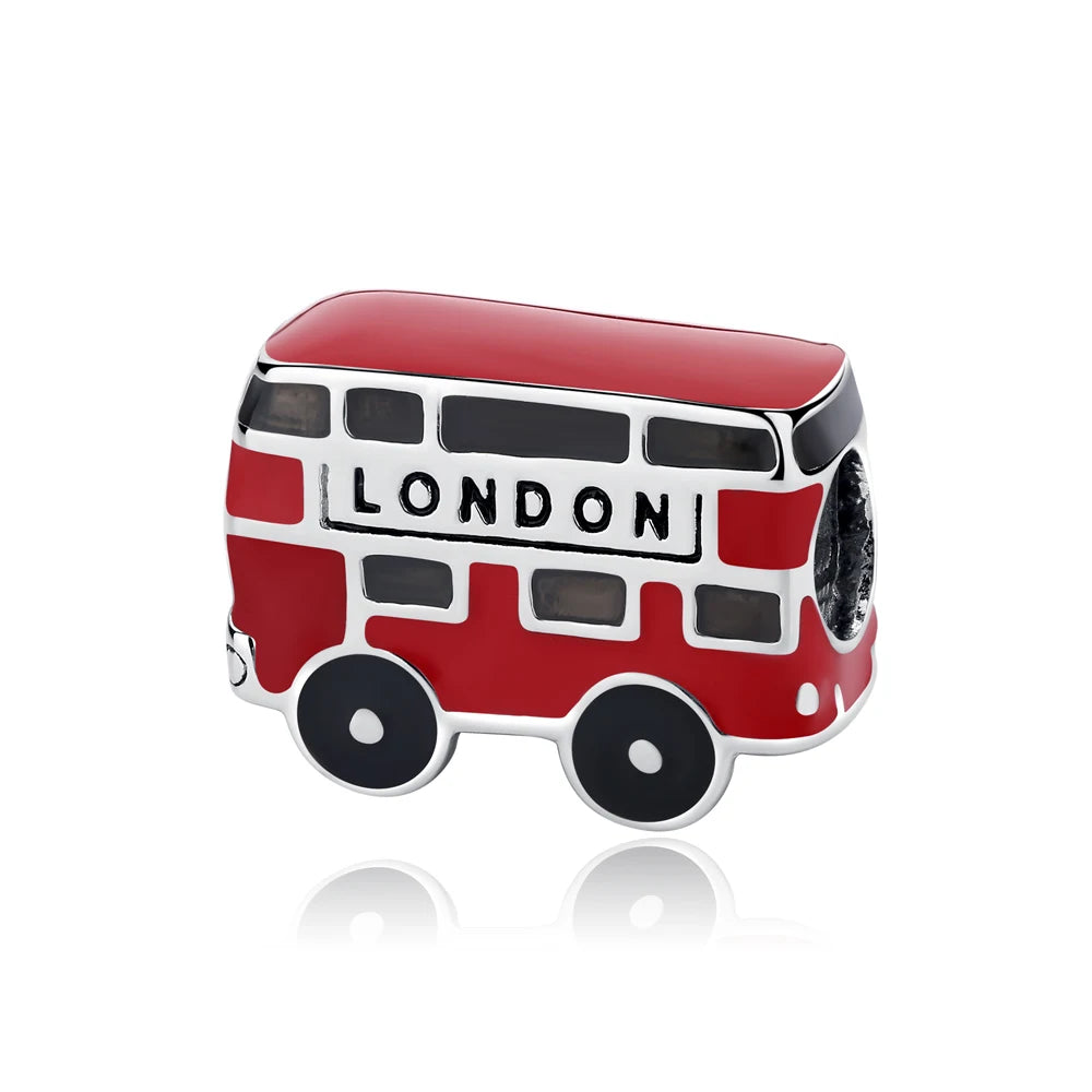 Originale 925 Sterling Silber Charms Liebe Reise London Bus Koffer Paris Perlen passen für Pan Armbänder Halsketten Frauen DIY Schmuck