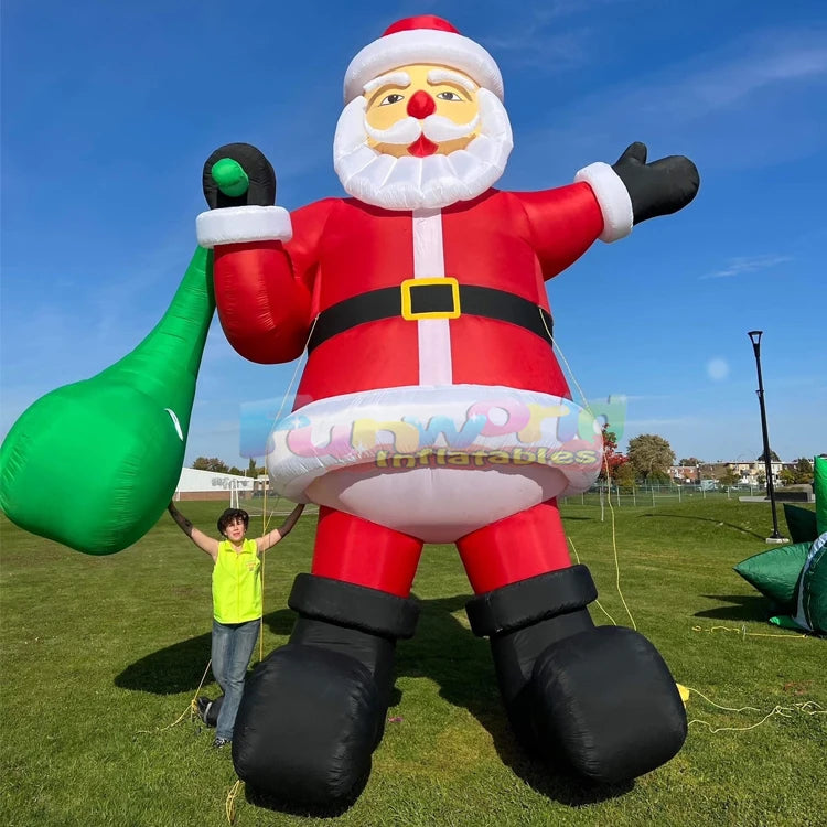 Outdoor Giant Santa Claus Inflatable Christmas Decoration with Blower and Balloon Waterproof & Weather Resistant