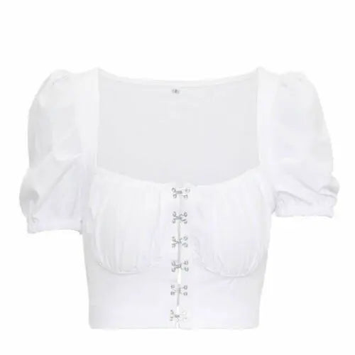 Fashion Trend Women Sexy Tank Tops Lady Girls Square Neck Crop Top Short Sleeve Vest Shirt Tops Clothing