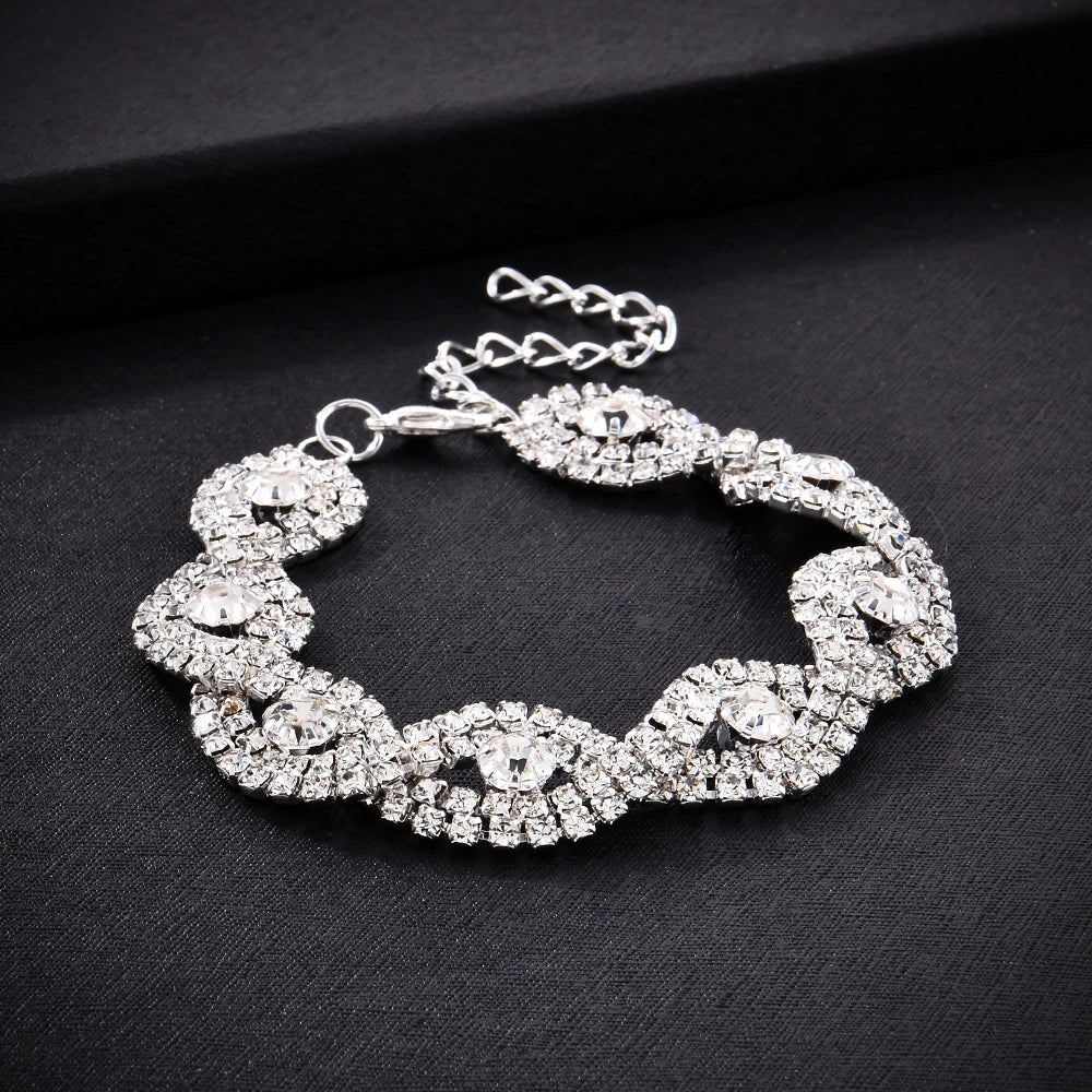 Elegant Deluxe Strass Kristall Armband Bangle Für Frauen Mode Charm Armbänder Trendy Schmuck Mädchen Geschenk