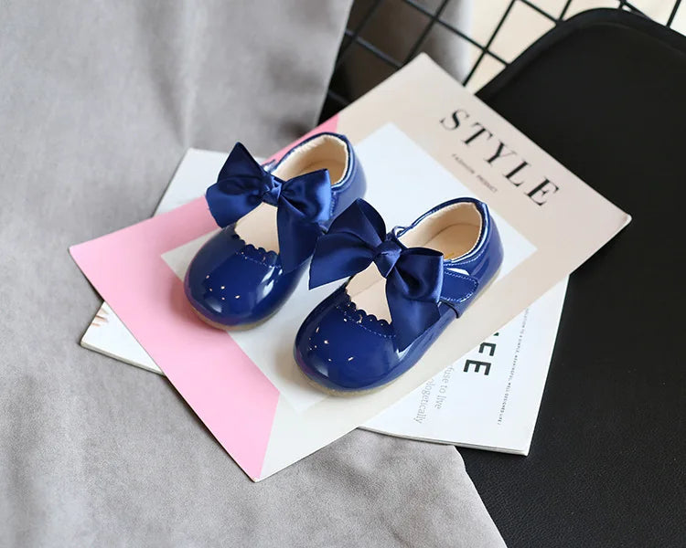 Baby Prinzessin Mädchen Schuhe 2025 - Frühling Herbst Süße Schleife Lackleder - Tanzschuhe Erste Laufschuhe Kinder