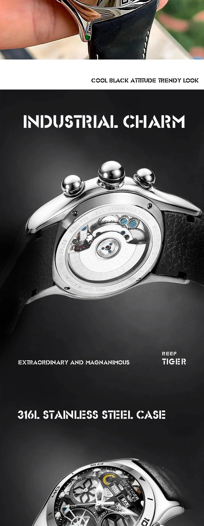 Reef Tiger tourbillon automatic watch