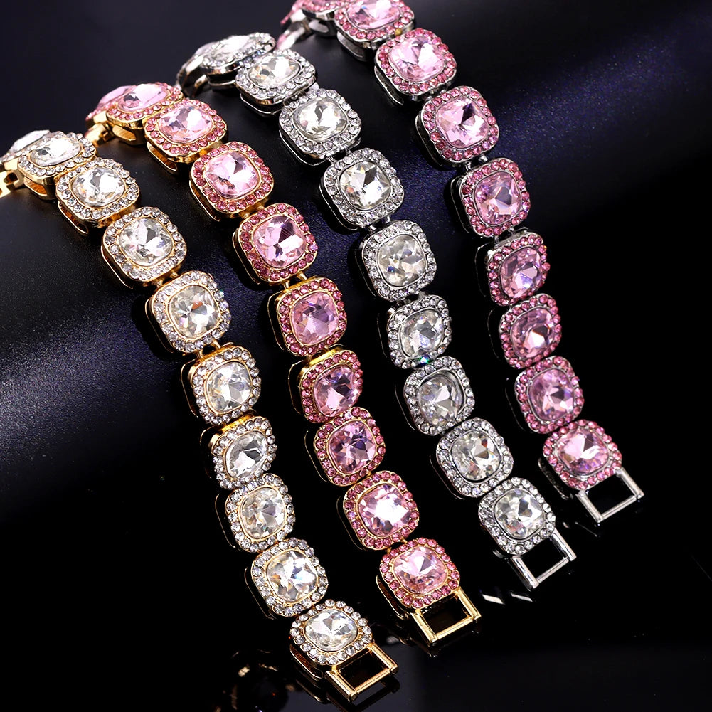 Luxus Voll Strass Große Tennis Kette Armbänder 2025 - Frauen Männer Fashion Bling - Iced Out Quadrat Kristall Armband Hand Schmuck Premium