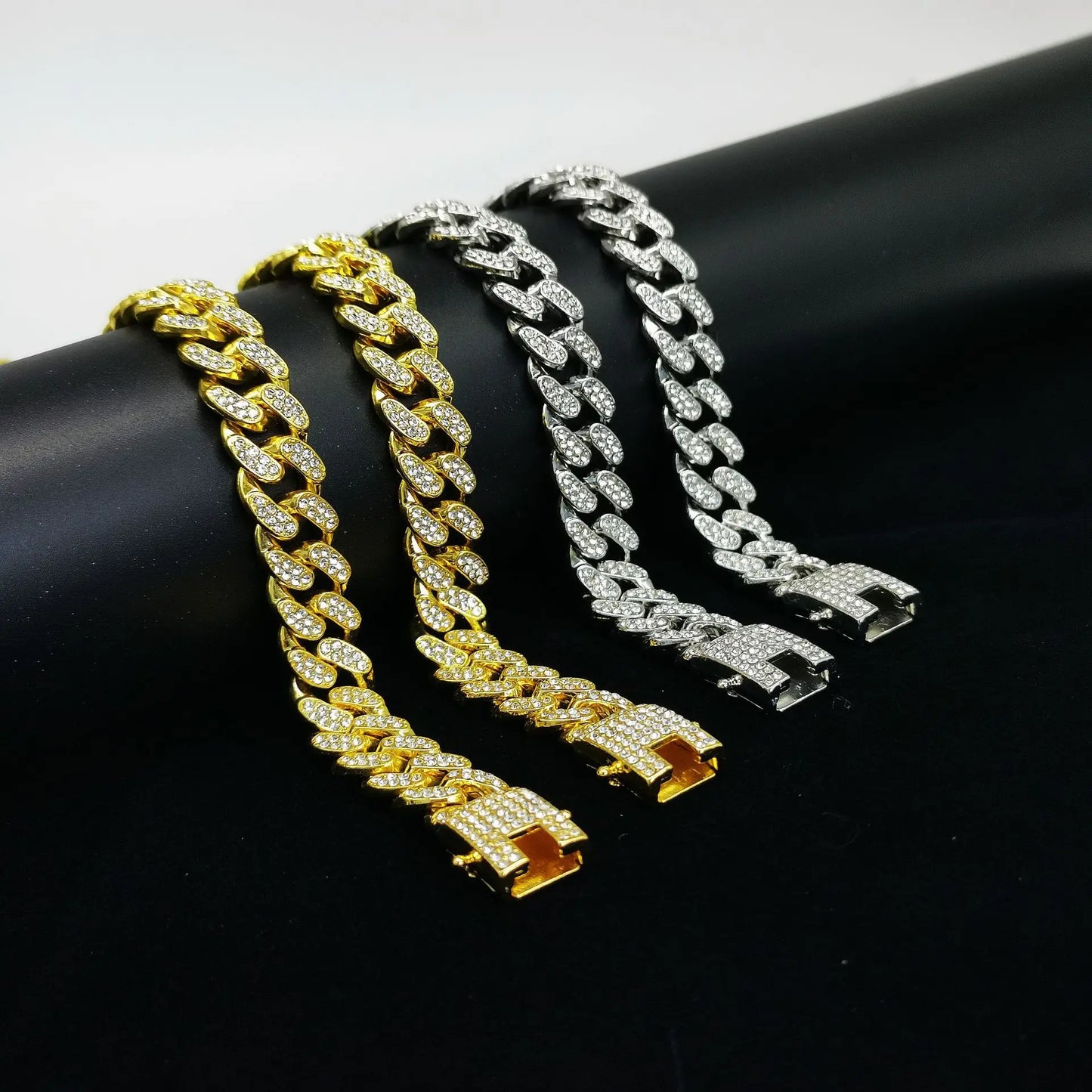 Luxus Mode Punk Strass Armband Für Frauen Männer Hiphop Cuban Link Armbänder Einfach Design Golden Silber Farbe Schmuck Geschenk