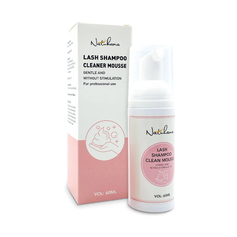 NATUHANA 60ml Gentle Lash Cleansing Mousse No Irritation Eyelash Shampoo for Extensions Grafting Makeup Remover Glue Cleanser