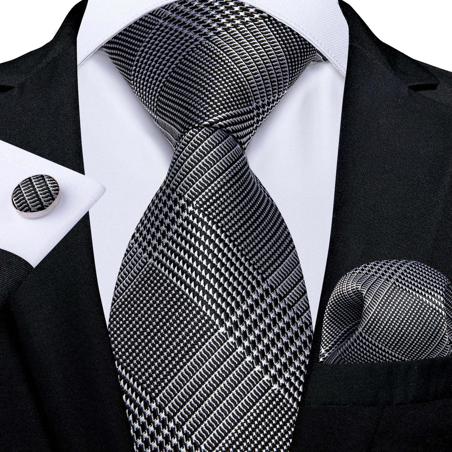 Purple Plaid Dot Men's Ties Pocket Square Cufflinks Business Wedding Accessoires Neck Tie Gift For Men Cravat Silk Tie DiBanGu