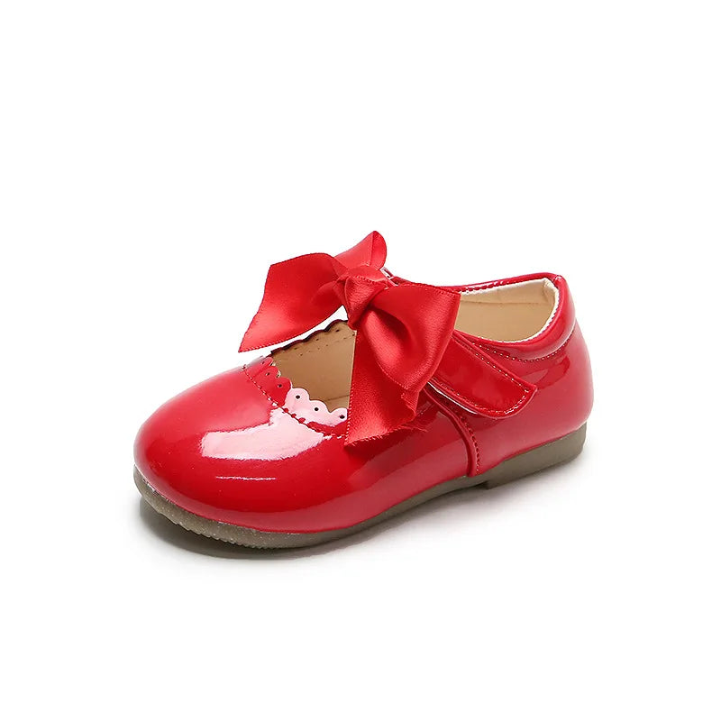 Baby Prinzessin Mädchen Schuhe 2025 - Frühling Herbst Süße Schleife Lackleder - Tanzschuhe Erste Laufschuhe Kinder