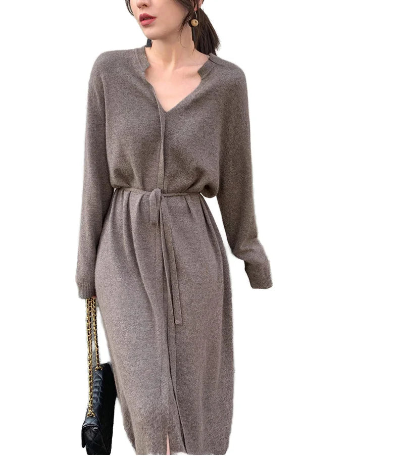 ZY1177 Elegantes Strickkleid Spandex Baumwolle - Maxi Größe L