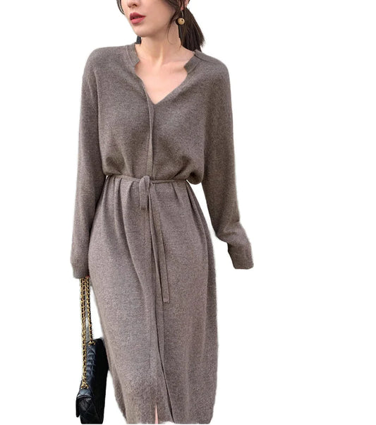 ZY1177 Elegantes Strickkleid Spandex Baumwolle - Maxi Größe L