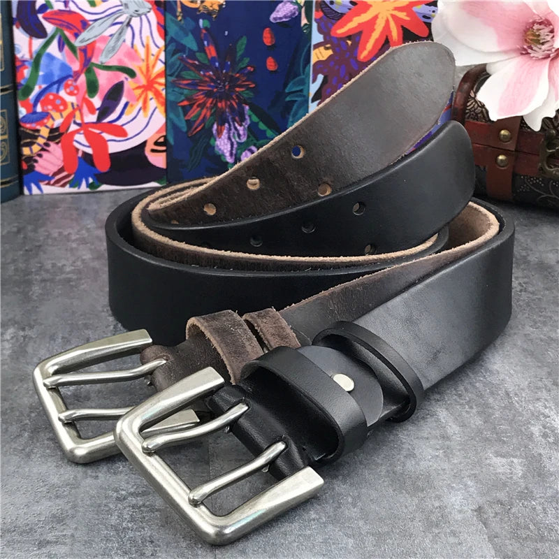 Herren Ledergürtel 2025 - Super Wide 4.2CM Luxury Thick Genuine Leather Double Buckle