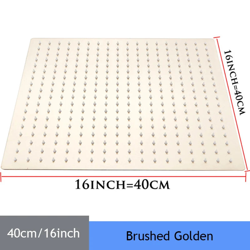 Shower Head 16 Inch Luxury Ultrathin Rainfall Shower Head Stainless Steel Chrome Nickel Bathroom Faucet Accessory