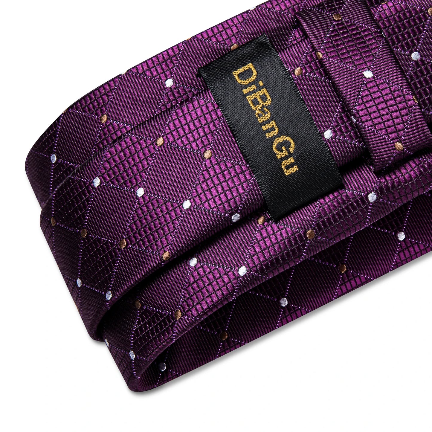Purple Plaid Dot Men's Ties Pocket Square Cufflinks Business Wedding Accessoires Neck Tie Gift For Men Cravat Silk Tie DiBanGu