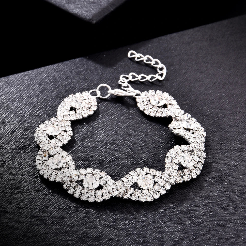 Elegant Deluxe Strass Kristall Armband Bangle Für Frauen Mode Charm Armbänder Trendy Schmuck Mädchen Geschenk