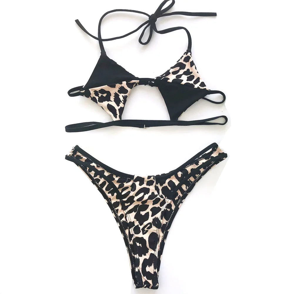 Ausgehöhlter Roter Elegant Bikini Set 2025: Vigorashely String Verbesserte Unterstützung Wire-Free - Tanga Brazilian Triangle Halter Patchwork
