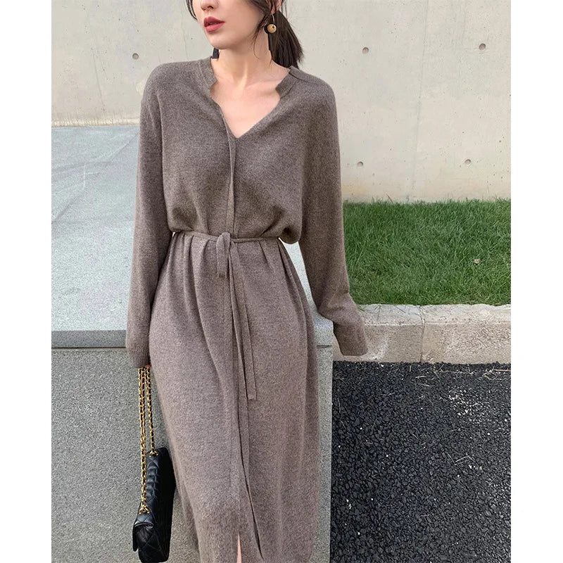 ZY1177 Elegantes Strickkleid Spandex Baumwolle - Maxi Größe L