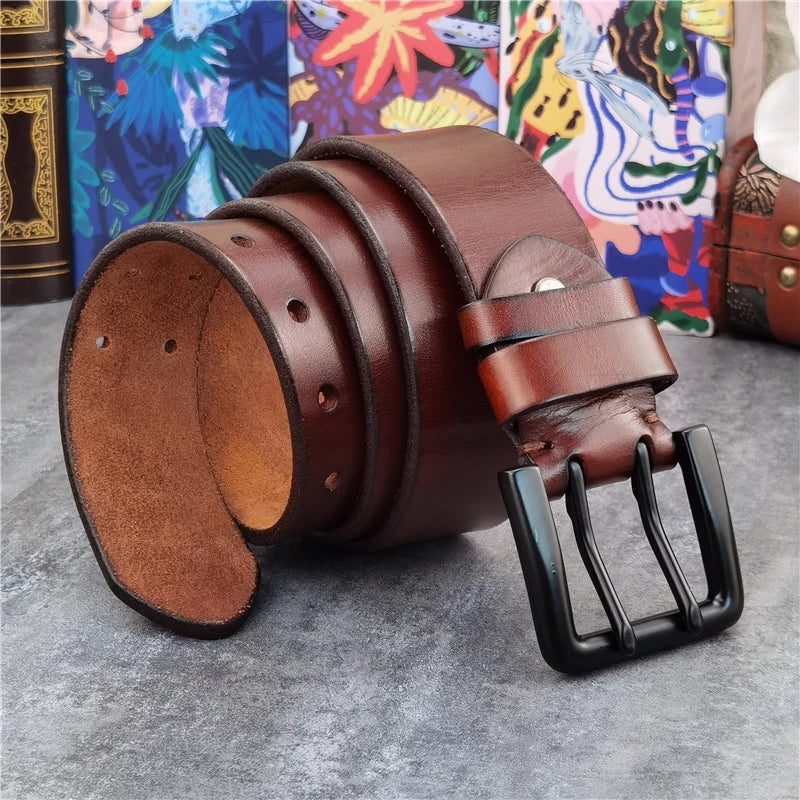 Herren Ledergürtel 2025 - Super Wide 4.2CM Luxury Thick Genuine Leather Double Buckle
