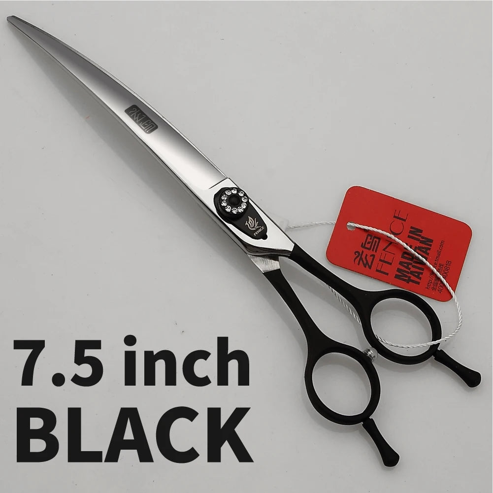 Fenice Professionell Schwarz Pflege Schere 2025: 7.0-8.0 Zoll Gebogen JP 440C Edelstahl - Teddy Pomeranian Hunde Haustier Pflege Werkzeuge Grooming