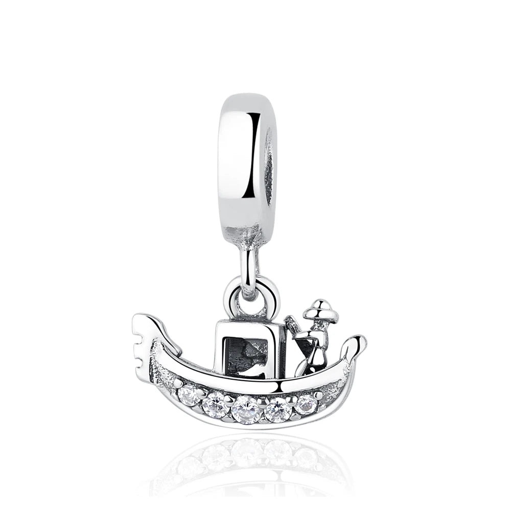 Originale 925 Sterling Silber Charms Liebe Reise London Bus Koffer Paris Perlen passen für Pan Armbänder Halsketten Frauen DIY Schmuck