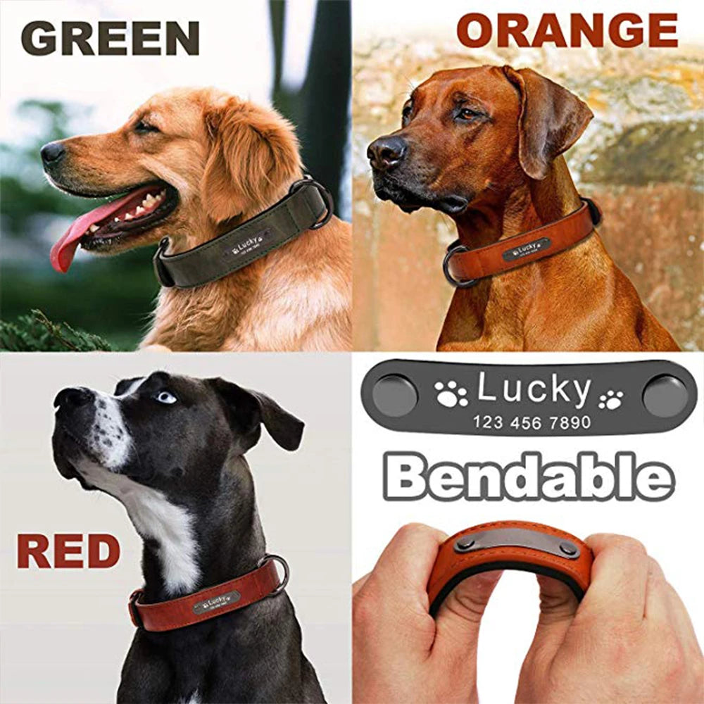 Anpassen Luxus Große Kleine Big Hund Halsband Leder Personalisiert, Breit Leder Personalisiert Halsband für Hunde Name Graviert