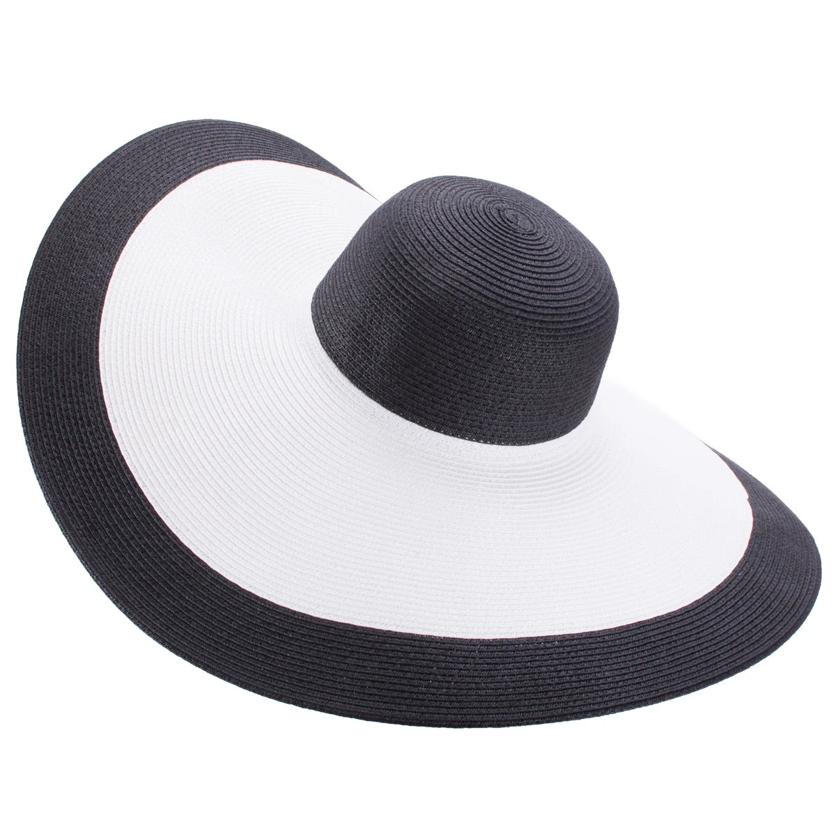 Lawliet 7.1''/18cm Faltbar Übergroß Riesig Breite Krempe Sonne Strand Stroh Hüte Hochzeit Damen Floppy Party Elegant A330