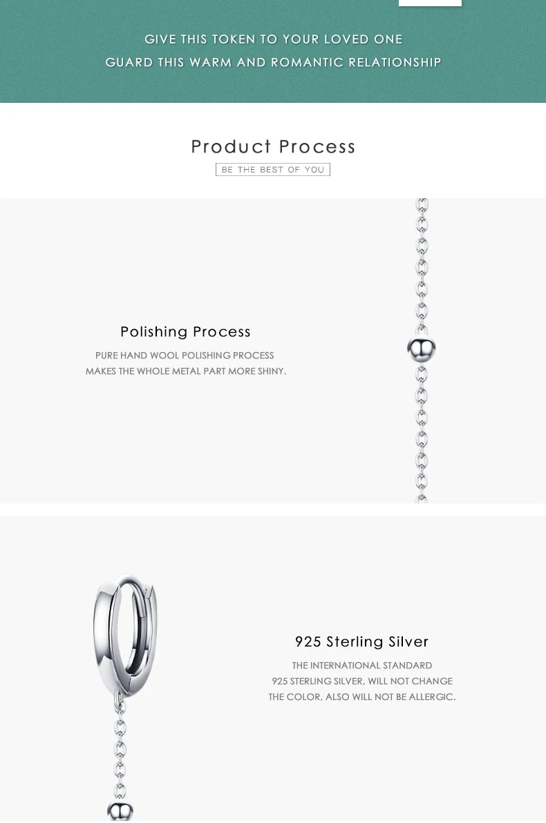 Modian Exquisite Mode Schwingende Lange Quasten Tropfen Ohrringe Echtes 925 Sterling Silber Charm Kette Hängende Ohrringe für Frauen Schmuck