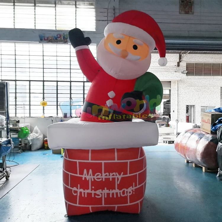 Outdoor Giant Santa Claus Inflatable Christmas Decoration with Blower and Balloon Waterproof & Weather Resistant