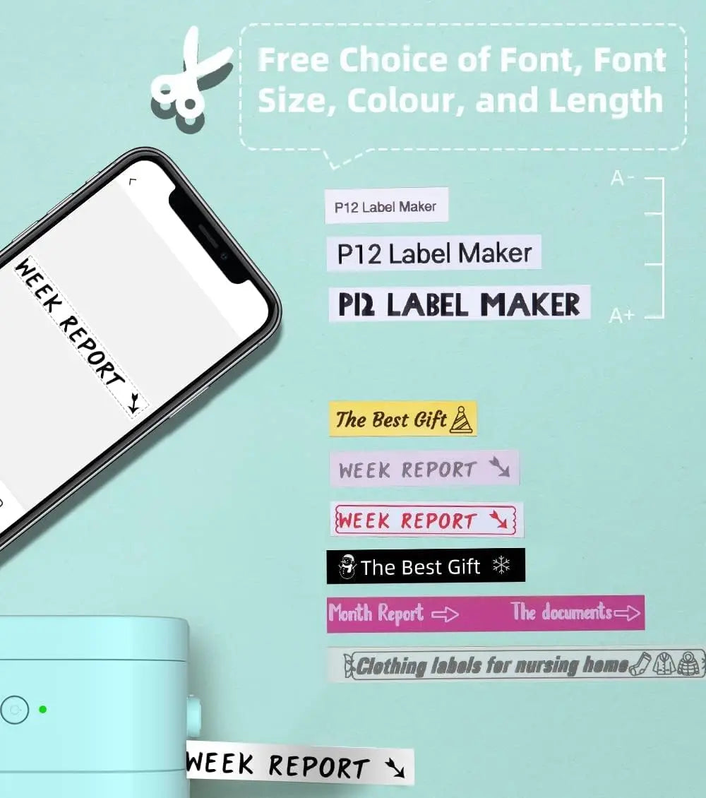 Etikettendrucker 2025: Transfer Printing Machine Phomemo P12&P12 Pro Mini Thermal Portable Printer Ribbon Tapes Label Sticker Bluetooth Label Printer Collection