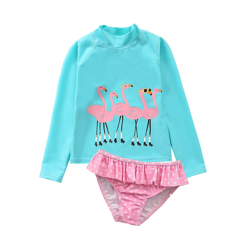 Kinder-Badeanzug 2025: KLEINE KINDER Einhorn Rash Guards Langarm - Zweiteilige Kinder Schwimmkleidung Strand Baby Mädchen UV-Schutz