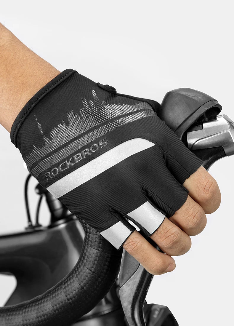 ROCKBROS Radfahrrhandschuhe Halbfinger Schockresistent Abriebfest Atmungsaktiv MTB Straßenfahrrad Handschuhe Männer Frauen Sportfahrrad Ausrüstung
