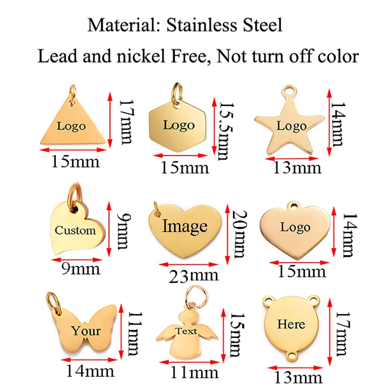Edelstahl Gravur Anhänger Set 2025 - 5 Stück DIY Schmuck Herz Stern Dreieck Schmetterling