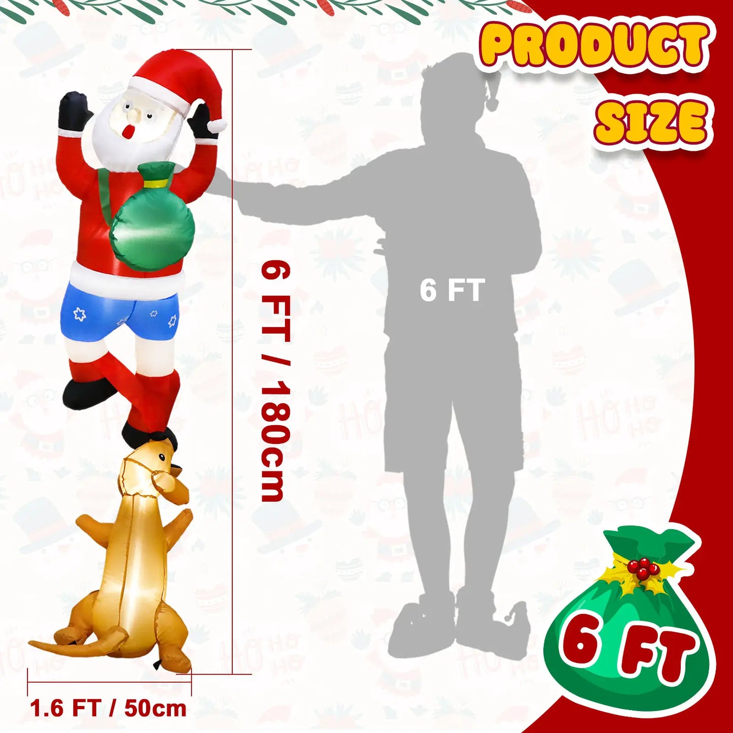 Ourwarm New Arrival 6FT Outdoor Christmas Inflatable Decoration for Yard Holiday Party or Garden Lawn Decor