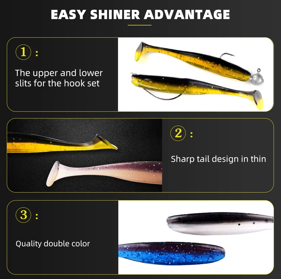 MEREDITH Easy Shiner Angelköder 50mm 65mm 75mm 100mm Wobbler Karpfen Angeln Weiche Köder Silikon Künstlich Plastik Köder